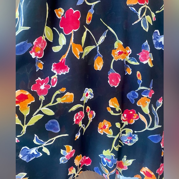 Vintage 90s Coldwater Creek maxi skirt, black w/ floral pattern, size S - Picture 5 of 6